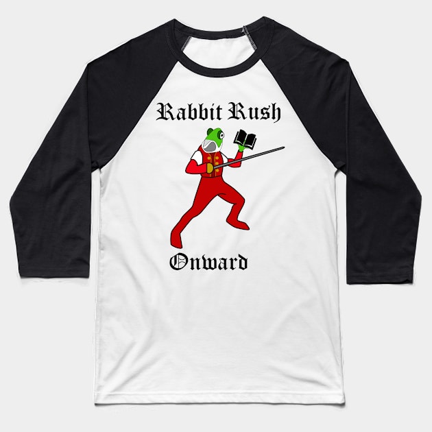 Gerard Rabbit Rush Onward Baseball T-Shirt by trainedspade